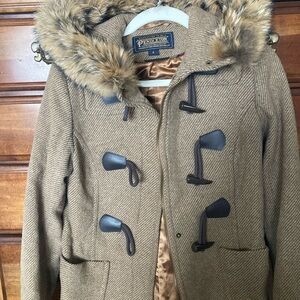 Pendleton Wool Coat with Real Fur Ruff